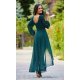 Rochie eleganta lunga din voal verde, petrecuta, asimetrica, cu maneca lunga, Jessica 3 - jojofashion.ro