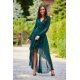 Rochie eleganta lunga din voal verde, petrecuta, asimetrica, cu maneca lunga, Jessica 5 - jojofashion.ro