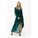 Rochie eleganta lunga din voal verde, petrecuta, asimetrica, cu maneca lunga, Jessica 6 - jojofashion.ro