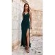 Rochie lunga, brocard verde, cu umerii goi, mulata, Frida 4 - jojofashion.ro