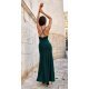 Rochie lunga, brocard verde, cu umerii goi, mulata, Frida 6 - jojofashion.ro