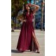 Rochie lunga din voal burgundy vaporoasa Yurianne 2 - jojofashion.ro