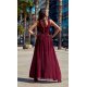 Rochie lunga din voal burgundy vaporoasa Yurianne 3 - jojofashion.ro
