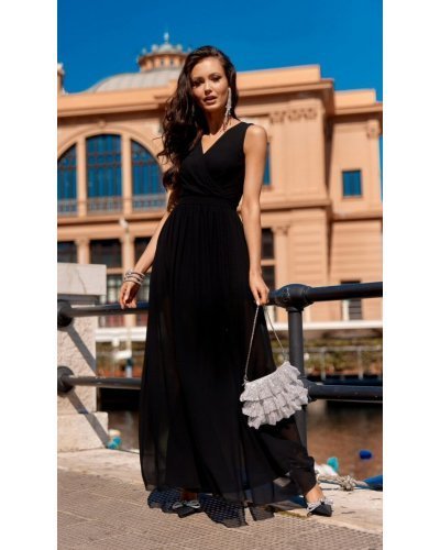 Rochie lunga din voal, neagra, vaporoasa, Yurianne Rochii lungi, Rochie lunga din voal, neagra, vaporoasa, Yurianne - jojofashion.ro