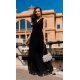 Rochie lunga din voal, neagra, vaporoasa, Yurianne 2 - jojofashion.ro