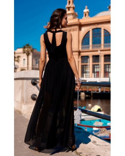 Rochie lunga din voal, neagra, vaporoasa, Yurianne Rochii lungi, Rochie lunga din voal, neagra, vaporoasa, Yurianne - jojofashion.ro