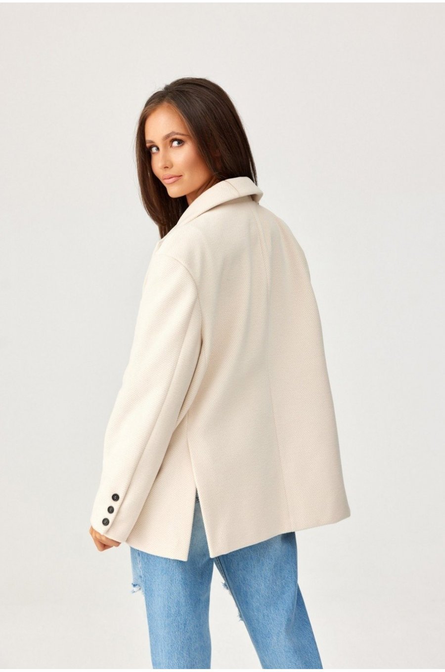 Sacou dama oversize, bej, clasic, Beren Sacou dama oversize, bej, clasic, Beren 2 - jojofashion.ro
