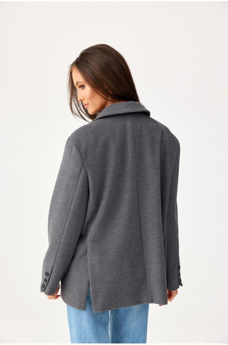 Sacou dama oversize, gri, clasic, Beren 2 - jojofashion.ro