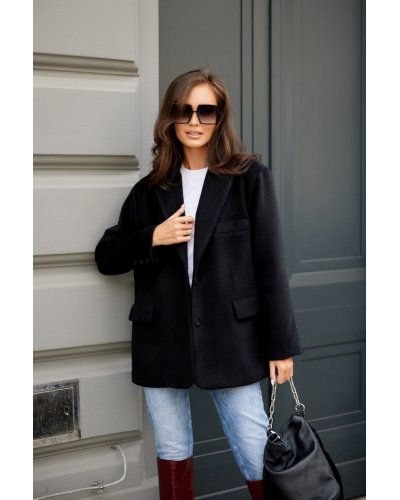 Bluze dama, Sacou dama oversize, negru, clasic, Beren - jojofashion.ro