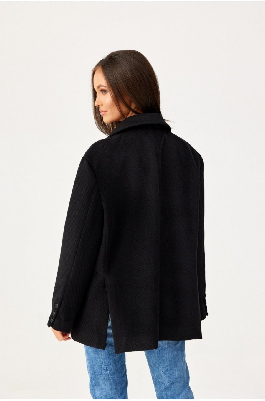 Sacou dama oversize, negru, clasic, Beren Sacou dama oversize, negru, clasic, Beren 2 - jojofashion.ro