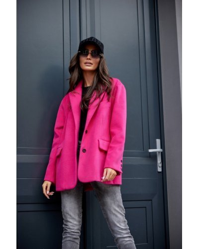 Bluze dama, Sacou dama oversize, roz fucsia, clasic, Beren - jojofashion.ro
