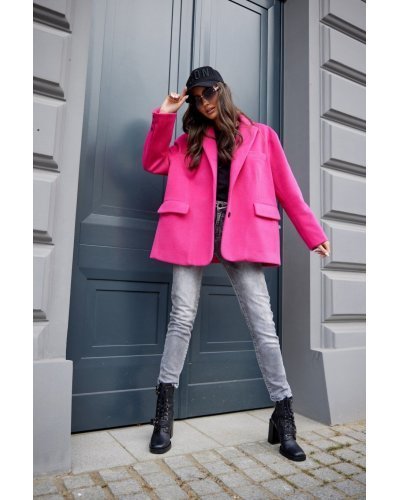 Bluze dama, Sacou dama oversize, roz fucsia, clasic, Beren - jojofashion.ro