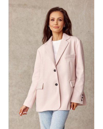 Sacou dama oversize, roz pudra, clasic, Beren Bluze dama, Sacou dama oversize, roz pudra, clasic, Beren - jojofashion.ro