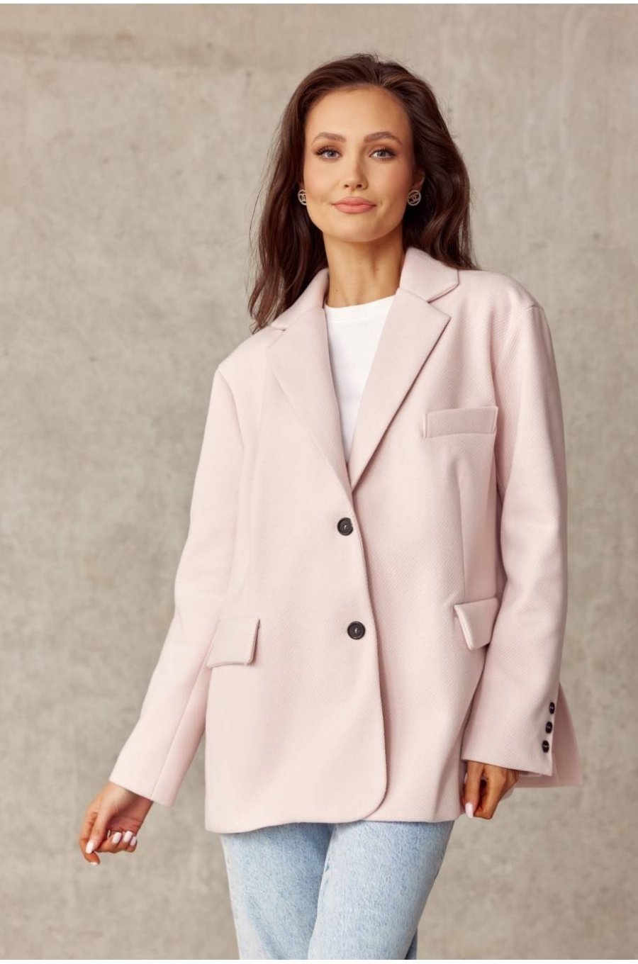 Sacou dama oversize, roz pudra, clasic, Beren Sacou dama oversize, roz pudra, clasic, Beren 1 - jojofashion.ro