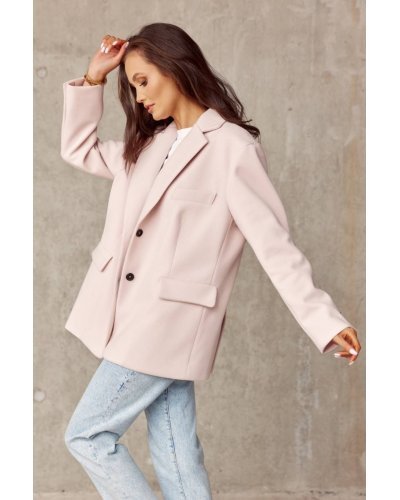 Sacou dama oversize, roz pudra, clasic, Beren Bluze dama, Sacou dama oversize, roz pudra, clasic, Beren - jojofashion.ro