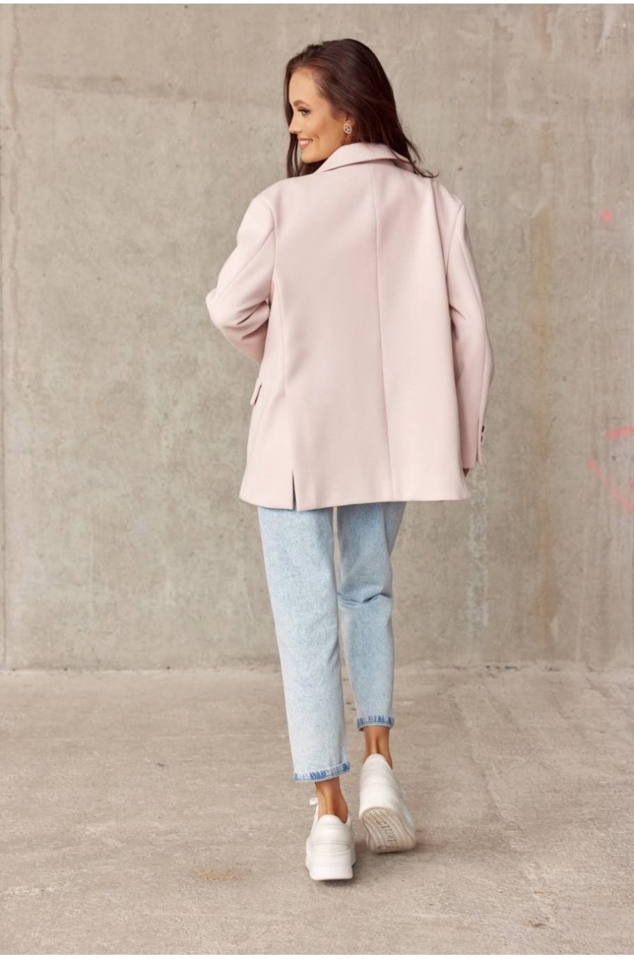 Sacou dama oversize, roz pudra, clasic, Beren Sacou dama oversize, roz pudra, clasic, Beren 4 - jojofashion.ro