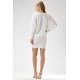 Rochie alba din catifea cu paiete scurta mulata cu maneca lunga Dana 4 - jojofashion.ro