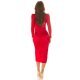 Rochie midi mulata rosie cu paiete pe bust cu maneca lunga Caliona 6 - jojofashion.ro