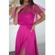 Rochie eleganta lunga fucsia cu paiete pe bust vaporoasa Azaliya 4 - jojofashion.ro