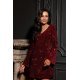 Rochie scurta burgundy din paiete cu maneca lunga OpheliaR 2 - jojofashion.ro