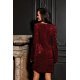 Rochie scurta burgundy din paiete cu maneca lunga OpheliaR 3 - jojofashion.ro