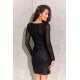 Rochie scurta, din paiete, neagra, mulata, cu maneca lunga, petrecuta, Megan  3 - jojofashion.ro