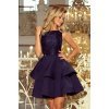 Rochie baby doll cu dantela bleumarin cu volane Zoey