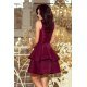 Rochie baby doll scurta, cu dantela, burgundy, cu volane, Zoey 3 - jojofashion.ro