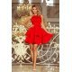 Rochie baby doll scurta, cu dantela, rosie, cu volane suprapuse, Zoey 4 - jojofashion.ro