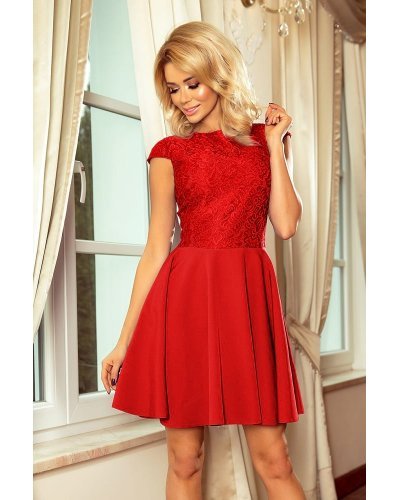 Rochie scurta rosie cu dantela babydoll  Aubrey Rochii rosii, Rochie scurta rosie cu dantela babydoll  Aubrey - jojofashion.ro