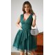 Rochie baby doll scurta, din brocard verde, cu tul stratificat, vaporoasa, Shinna 2 - jojofashion.ro