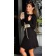 Rochie scurta neagra tricotata cu maneca lunga Eveline 2 - jojofashion.ro