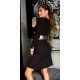 Rochie scurta neagra tricotata cu maneca lunga Eveline 3 - jojofashion.ro