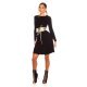 Rochie scurta neagra tricotata cu maneca lunga Eveline 5 - jojofashion.ro