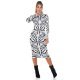 Rochie tricotata, de toamna, alba animal print zebra Armina 4 - jojofashion.ro
