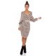Rochie tricotata midi cappucino suprapusa cu maneci oversize Luiza 5 - jojofashion.ro