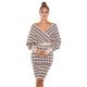 Rochie tricotata midi cappucino suprapusa cu maneci oversize Luiza 6 - jojofashion.ro