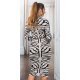 Rochie tricotata midi, alba animal print zebra, Armina 3 - jojofashion.ro