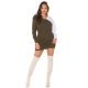 Rochie casual, scurta, tricotata, kaki, tip camasa, cu maneca lunga, Marceli 4 - jojofashion.ro