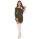 Rochie casual, scurta, tricotata, kaki, tip camasa, cu maneca lunga, Marceli 6 - jojofashion.ro