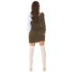 Rochie casual, scurta, tricotata, kaki, tip camasa, cu maneca lunga, Marceli 7 - jojofashion.ro