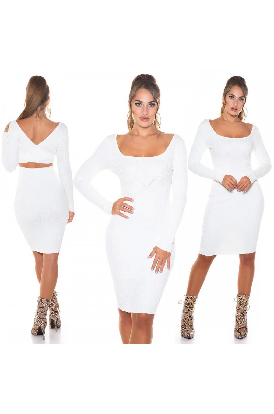 Rochie tricotata, midi, alba, mulata Samantha Rochie tricotata, midi, alba, mulata Samantha 5 - jojofashion.ro
