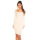 Rochie tricotata, midi, bej, mulata Samantha 2 - jojofashion.ro
