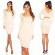 Rochie tricotata, midi, bej, mulata Samantha 6 - jojofashion.ro