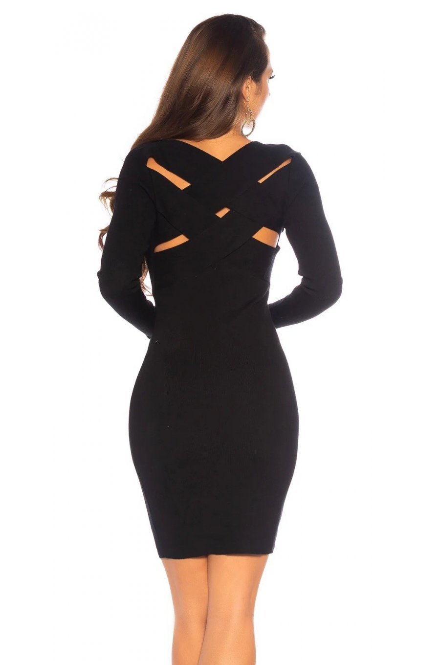 Rochie scurta neagra mulata tricotata Marcy 2 - jojofashion.ro