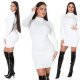 Rochie tricotata, scurta, vascoza, alba cu guler inalt Julyanna Rochie tricotata, scurta, vascoza, alba cu guler inalt Julyanna 7 - jojofashion.ro