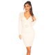 Rochie tricotata, scurta, vascoza, bej, petrecuta Claudette 2 - jojofashion.ro