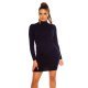 Rochie tricotata, scurta, vascoza, bleumarin navy, cu guler inalt Julyanna 2 - jojofashion.ro