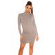 Rochie tricotata, scurta, vascoza, gri cu guler inalt Julyanna	 2 - jojofashion.ro