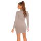 Rochie tricotata, scurta, vascoza, gri cu guler inalt Julyanna	 3 - jojofashion.ro